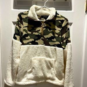 Size small fuzzy camo sweater.